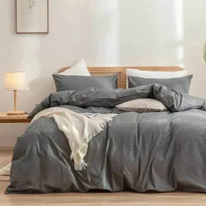 100% Cotton Duvet Cover Set - Charcoal Gray