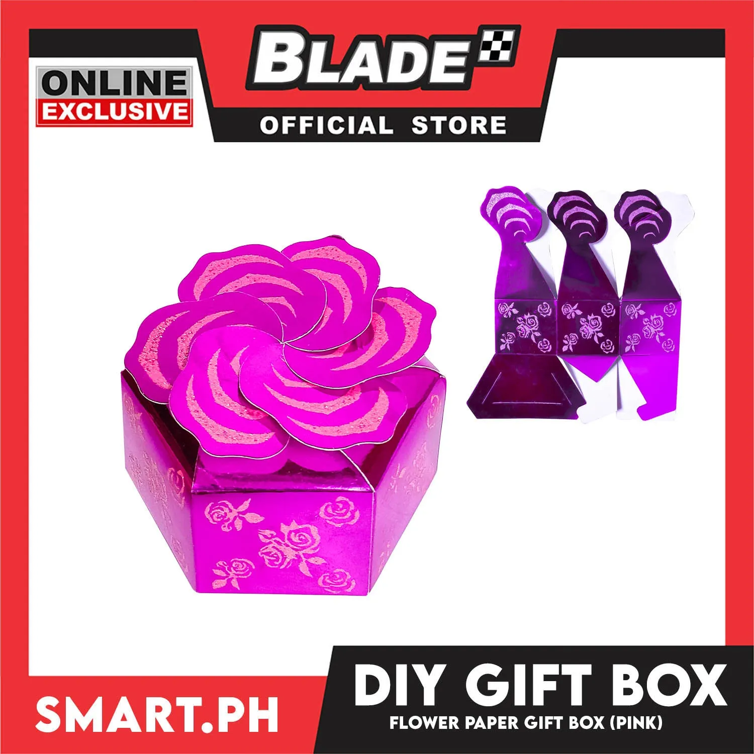 10pcs DIY Gift Box, Flower On Top Design Paper Gift Box 7cm (Pink) Perfect For Party Giveaway Or Souvenir