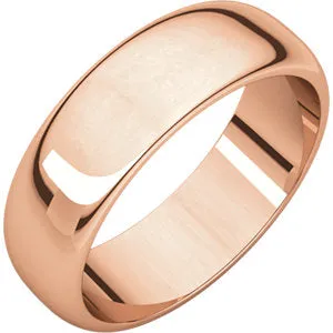 14K Rose 6 mm Half Round Band Size 9.5
