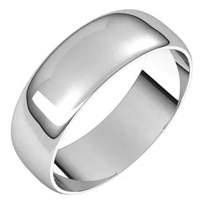 14K White 6 mm Half Round Ultra-Light Band Size 8