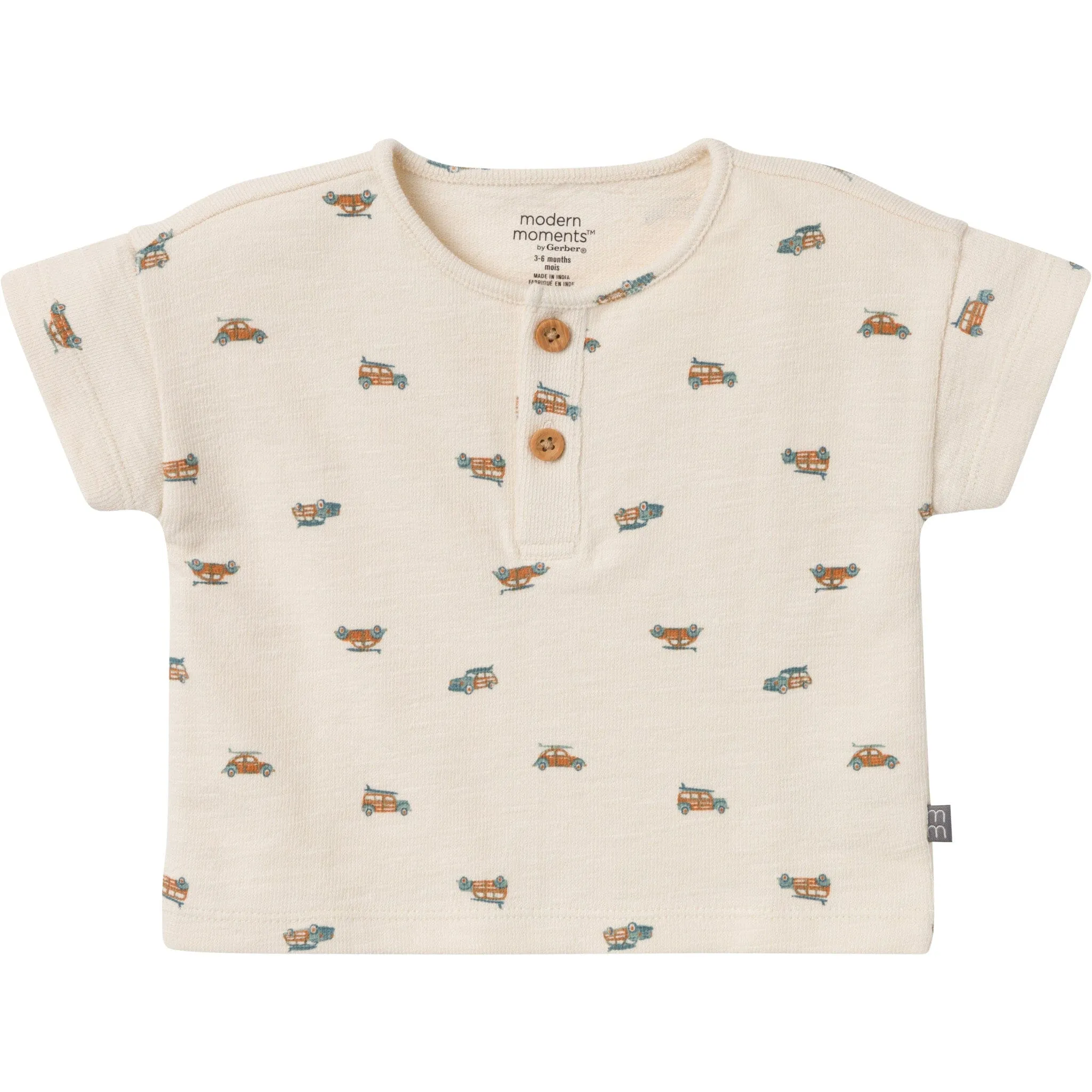 2-Piece Baby Boys Beach Buggys Henley Shirt and Shorts Set