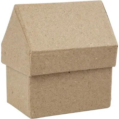4 House Shaped Natural Paper Mache Card Boxes Gift Storage Decorate Personalize