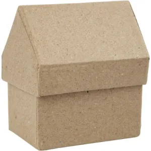 4 House Shaped Natural Paper Mache Card Boxes Gift Storage Decorate Personalize