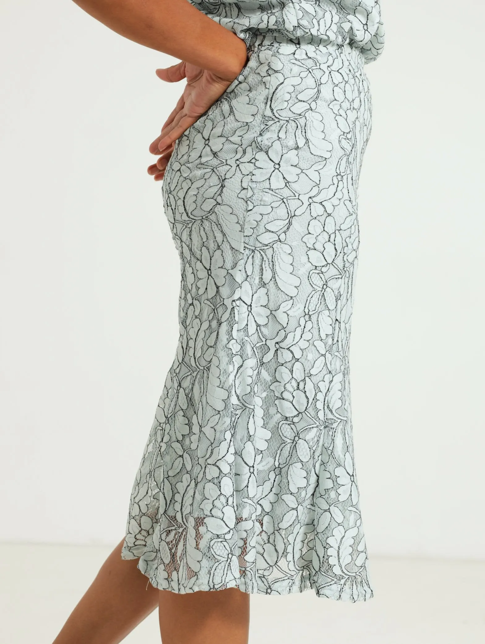 8 Panel Lace Skirt - Light Blue