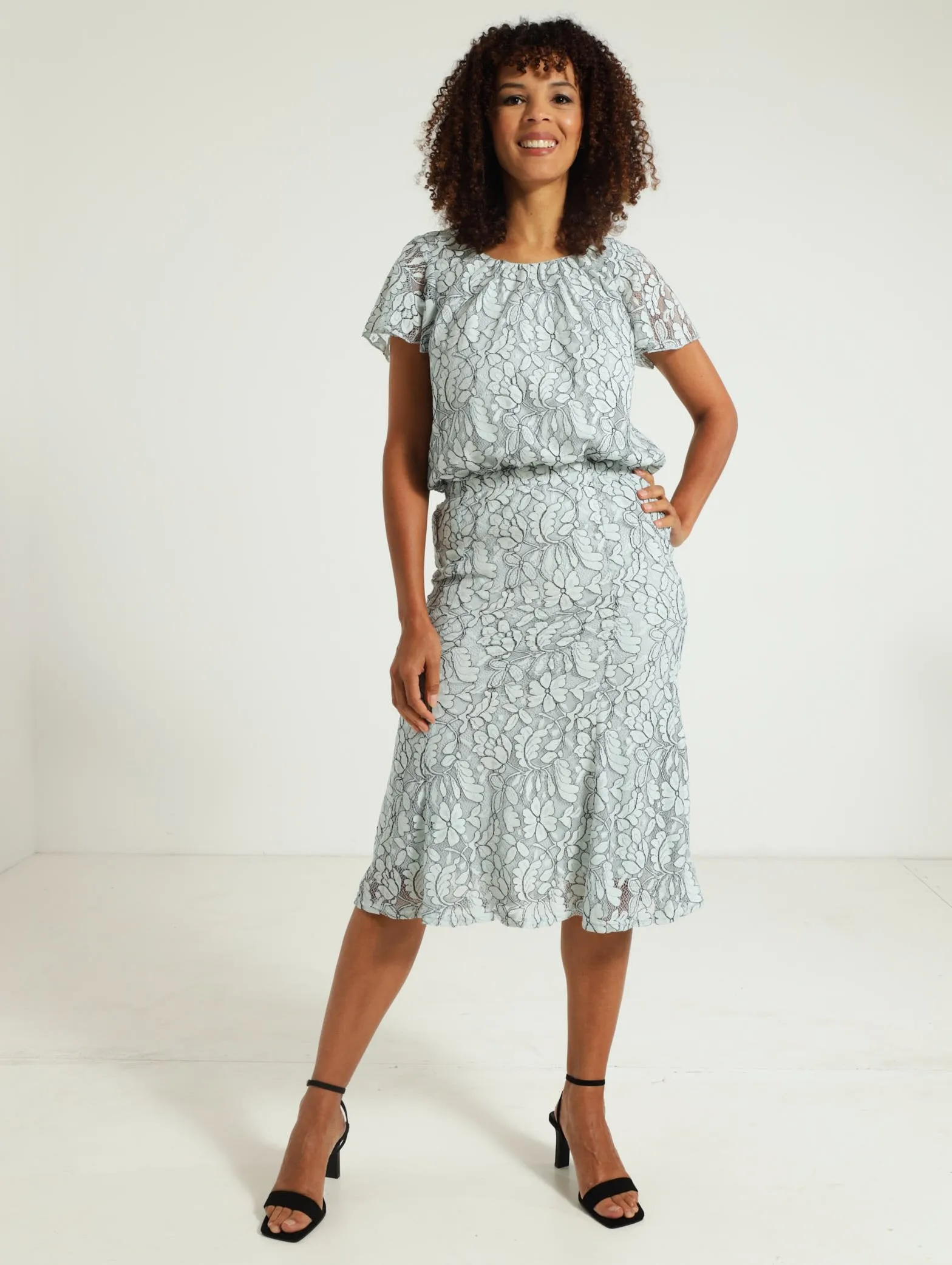 8 Panel Lace Skirt - Light Blue
