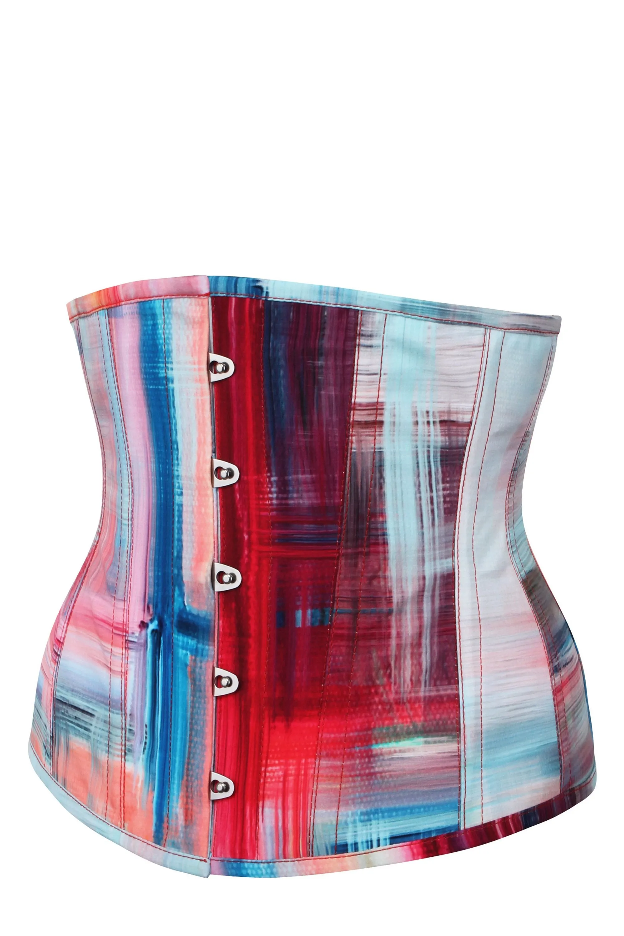 Abstract Red and Blue Brushstroke Underbust Corset