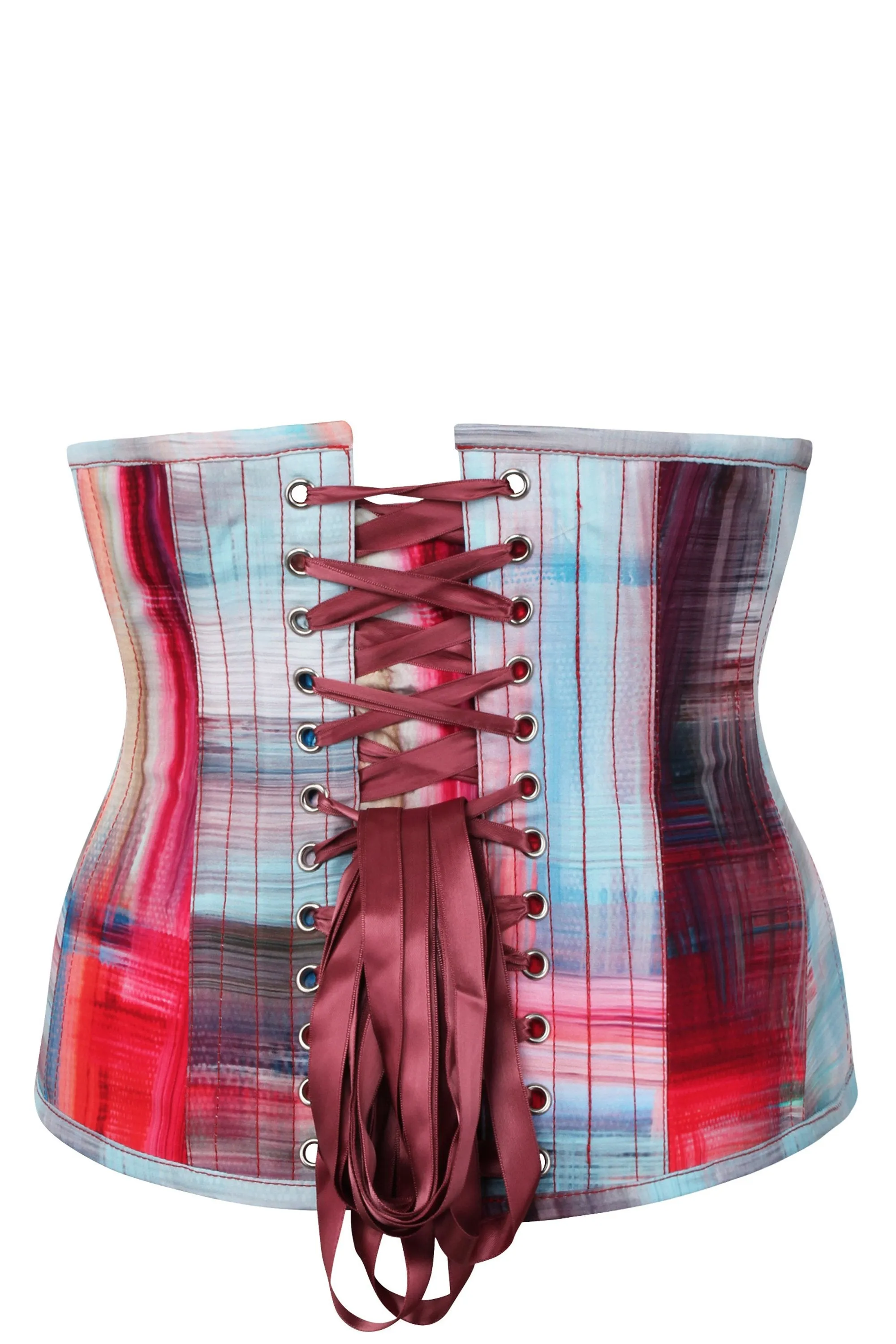 Abstract Red and Blue Brushstroke Underbust Corset