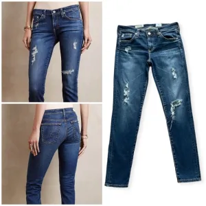 AG The Stevie Destructed Ankle Slim Straight Ankle Size 27