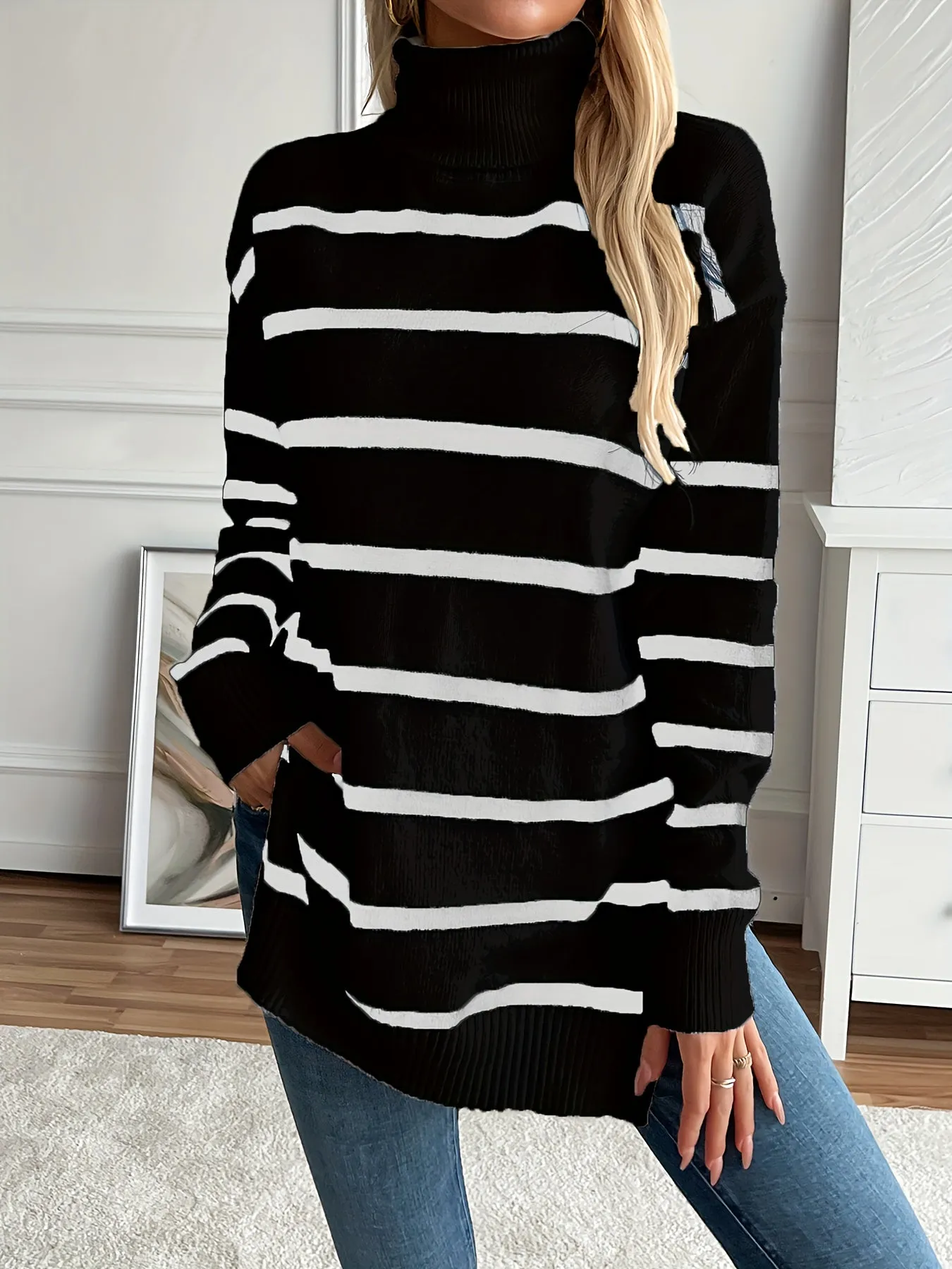 Alaiza | Striped turtleneck sweater