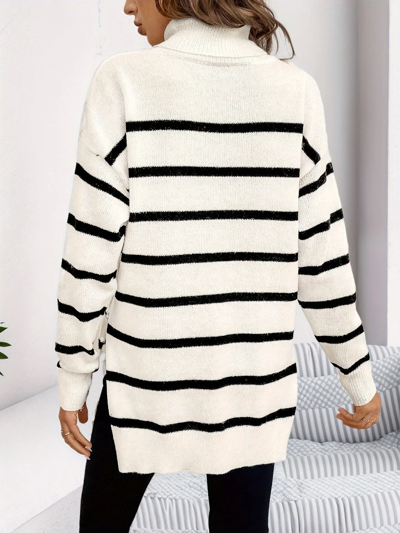 Alaiza | Striped turtleneck sweater
