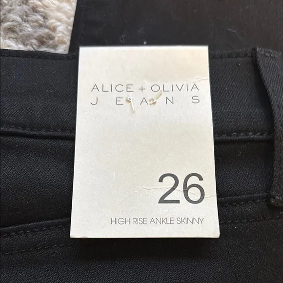 Alice   Olivia Black Skinny Jeans with Pink Stripe