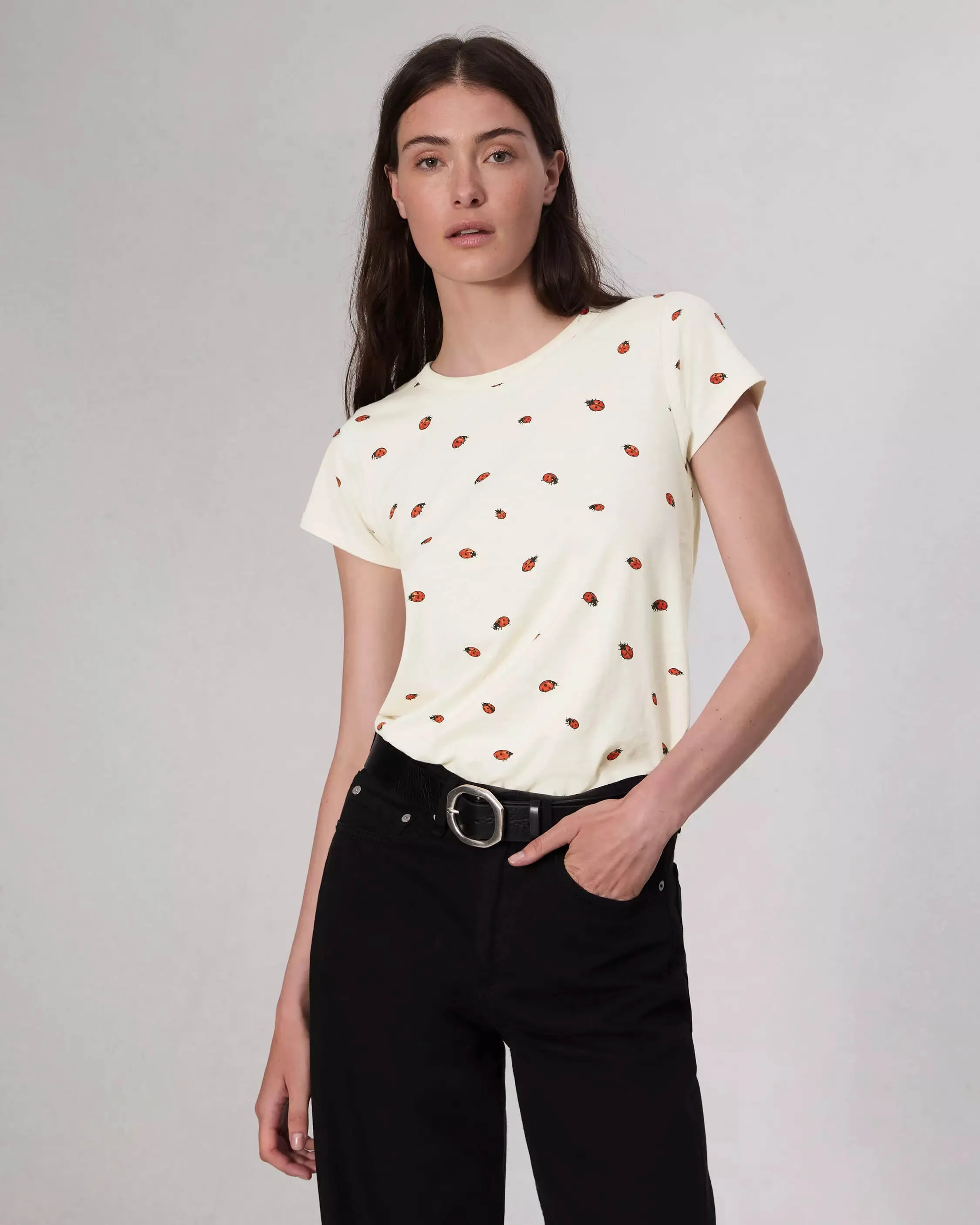 All Over Lady Bug Tee in white multi