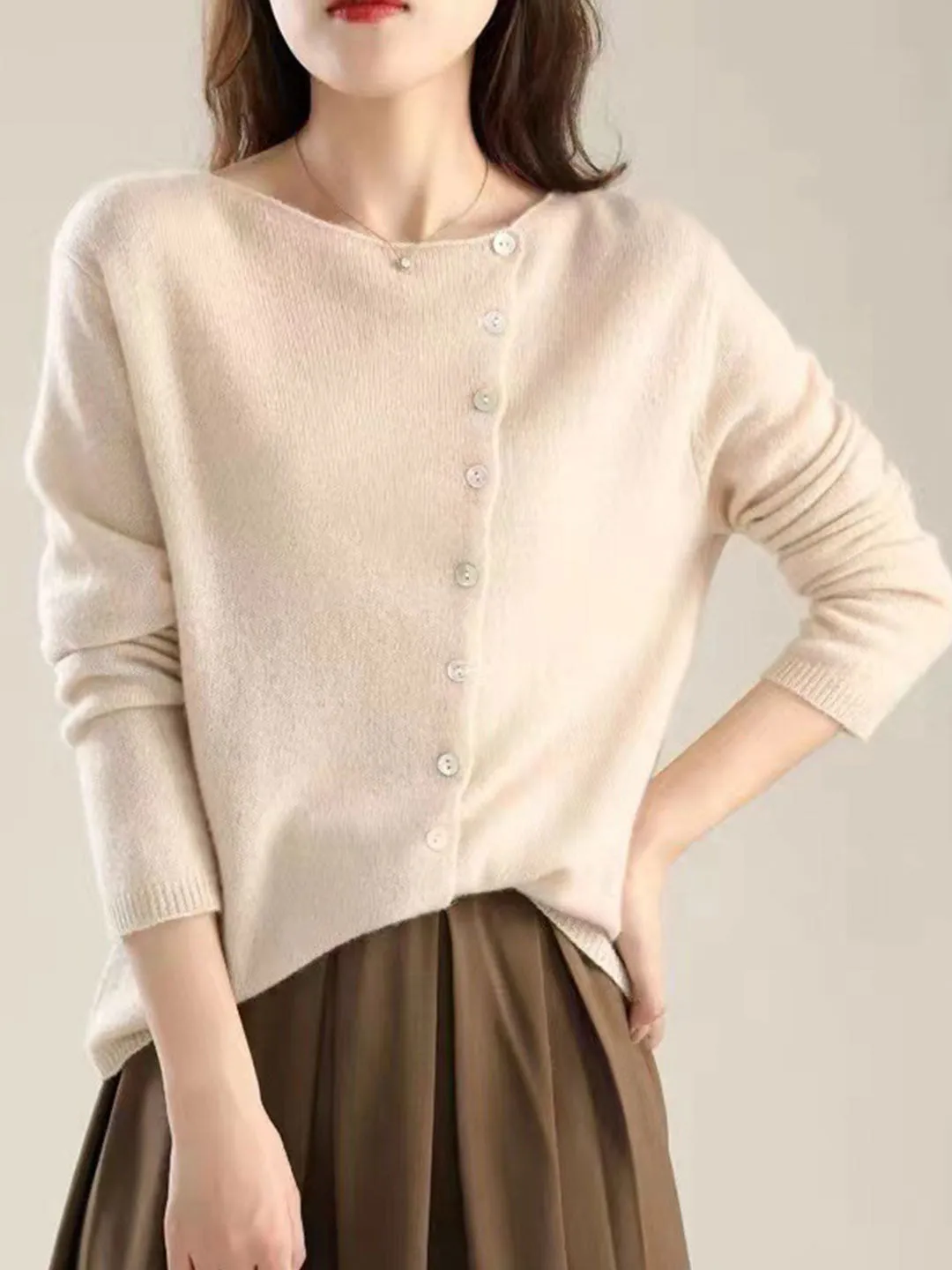 Annamaria | Classic Knit Cardigan with Round Neck