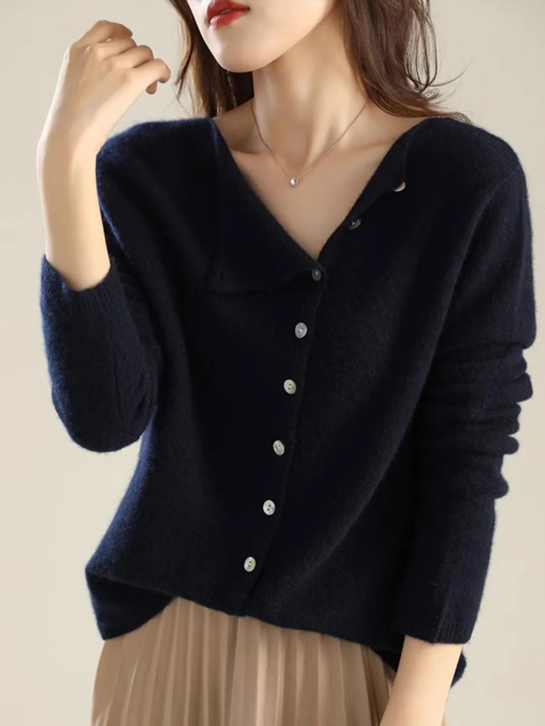 Annamaria | Classic Knit Cardigan with Round Neck