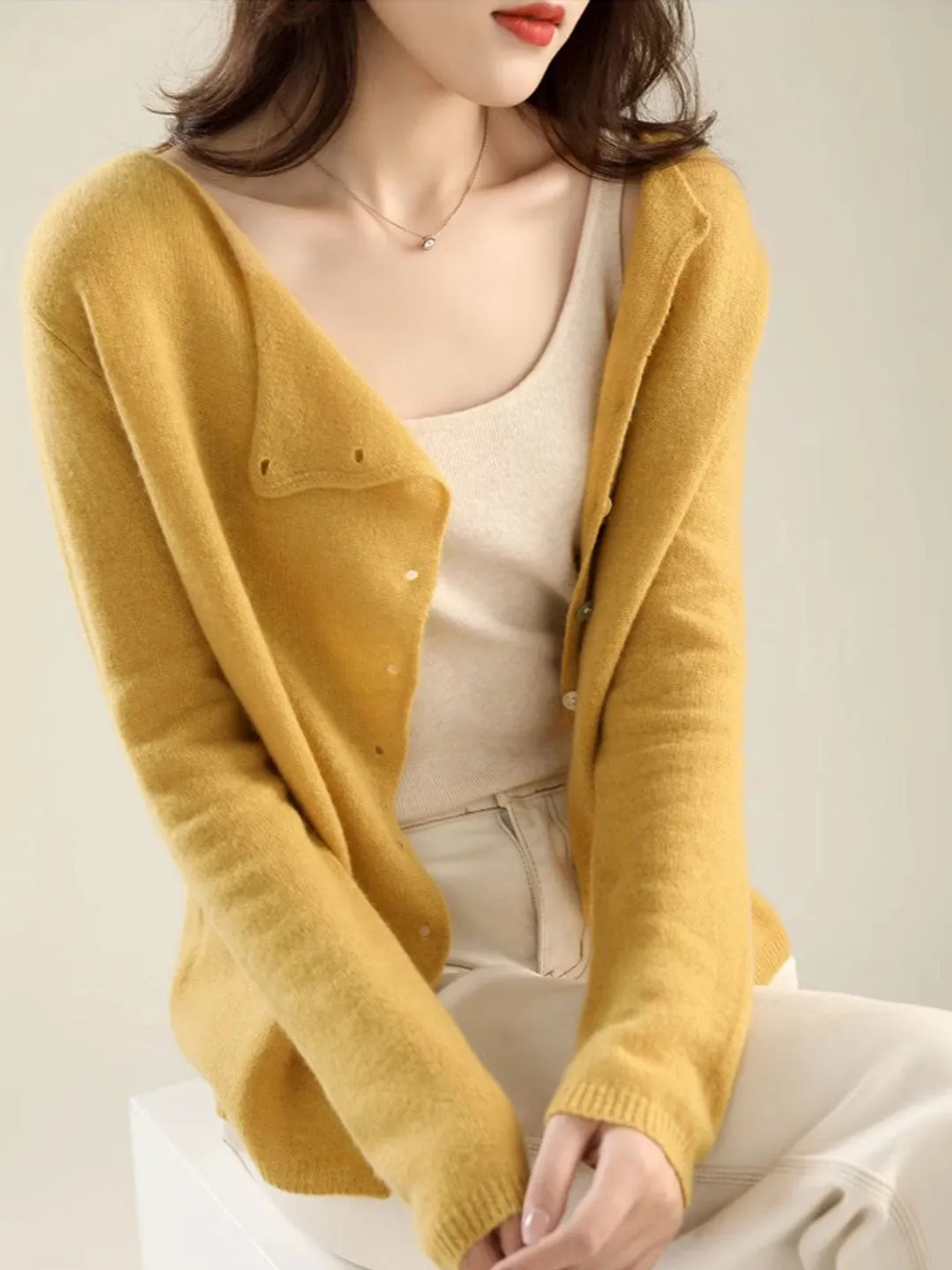 Annamaria | Classic Knit Cardigan with Round Neck