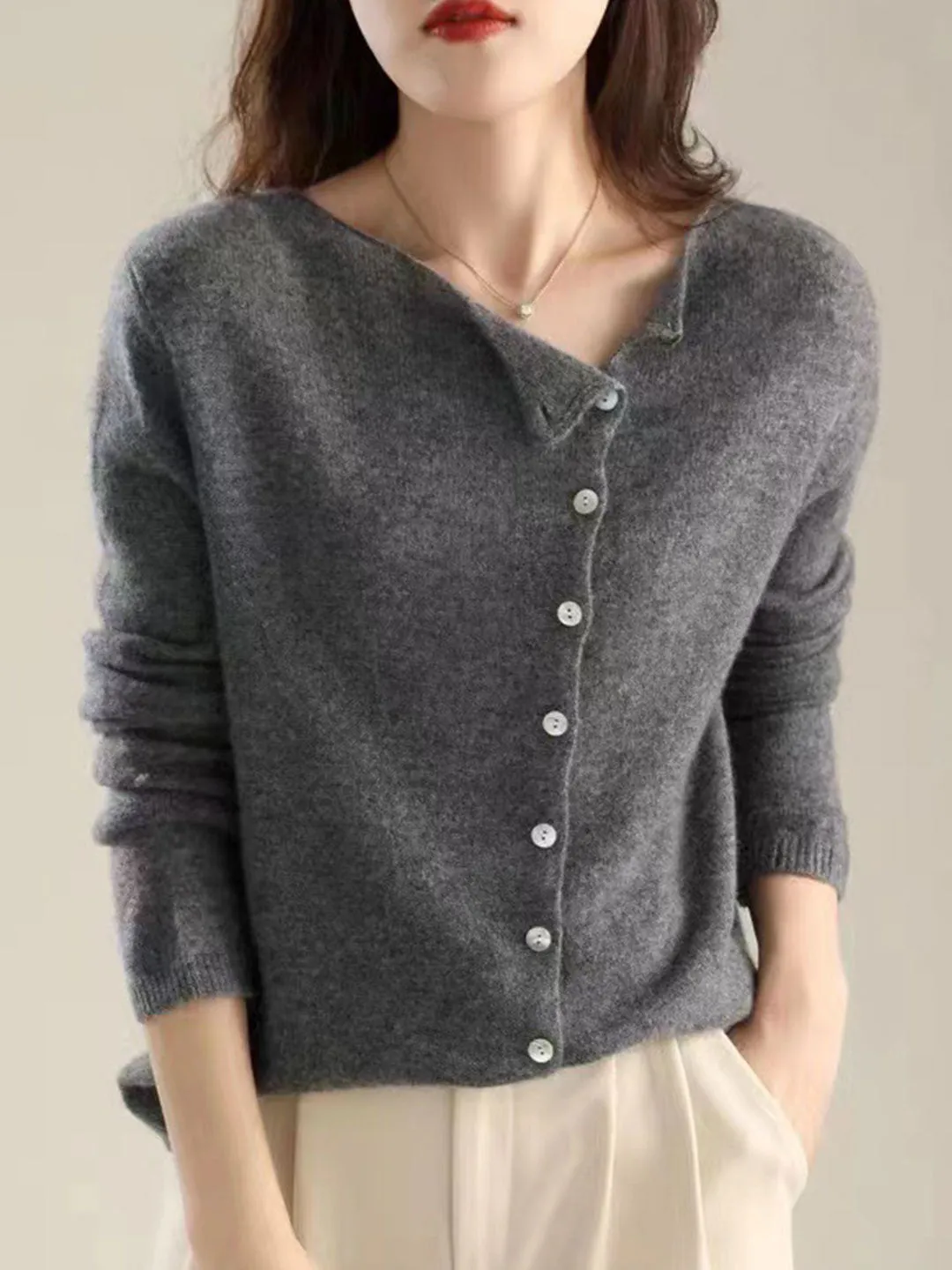 Annamaria | Classic Knit Cardigan with Round Neck