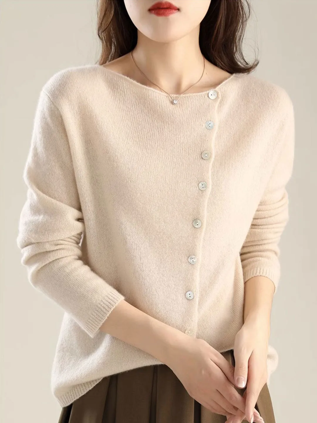 Annamaria | Classic Knit Cardigan with Round Neck