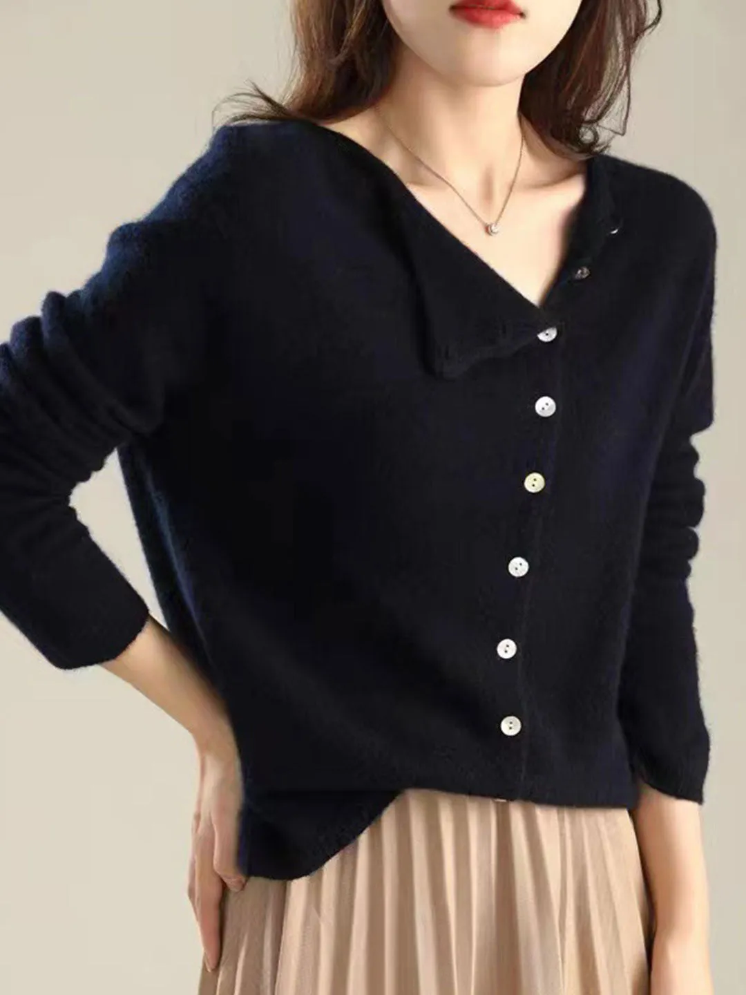 Annamaria | Classic Knit Cardigan with Round Neck