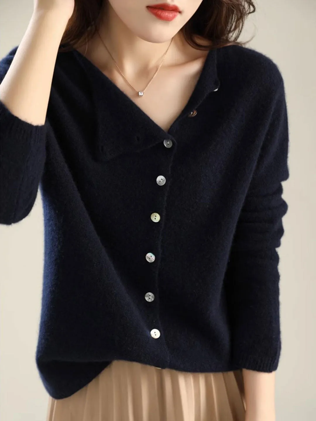 Annamaria | Classic Knit Cardigan with Round Neck