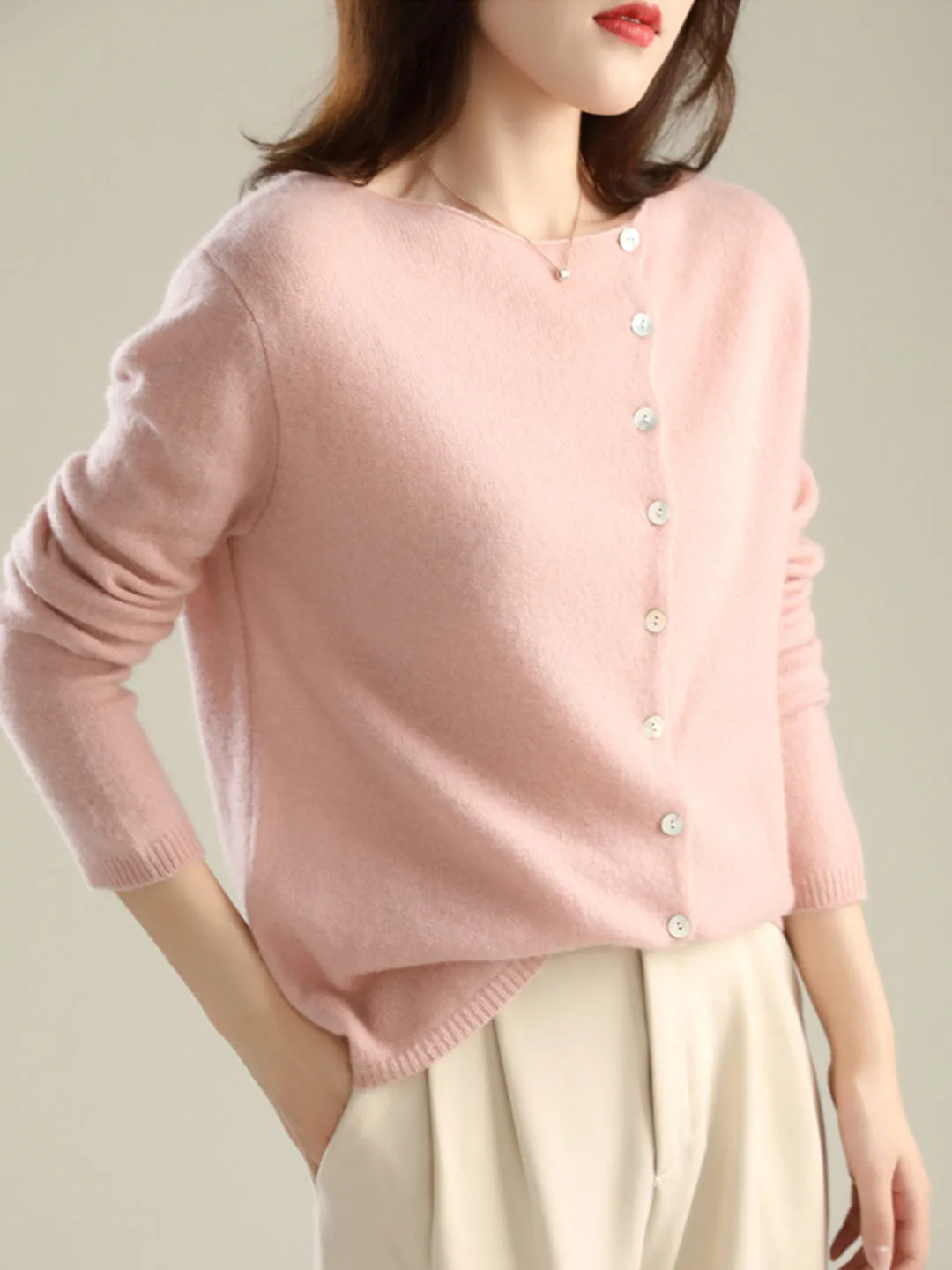 Annamaria | Classic Knit Cardigan with Round Neck
