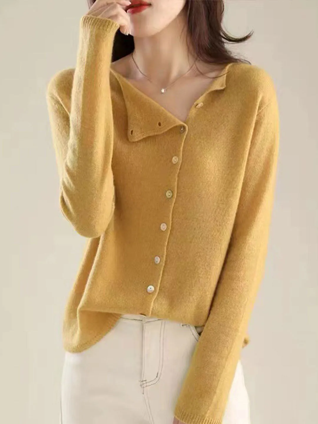 Annamaria | Classic Knit Cardigan with Round Neck
