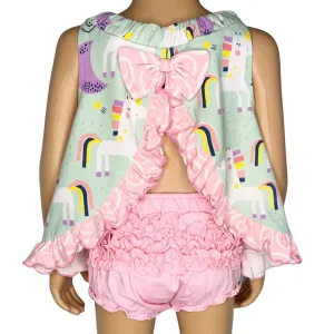 AnnLoren Baby and Big Girls Unicorn Swing Tank Top Spring Summer Separates