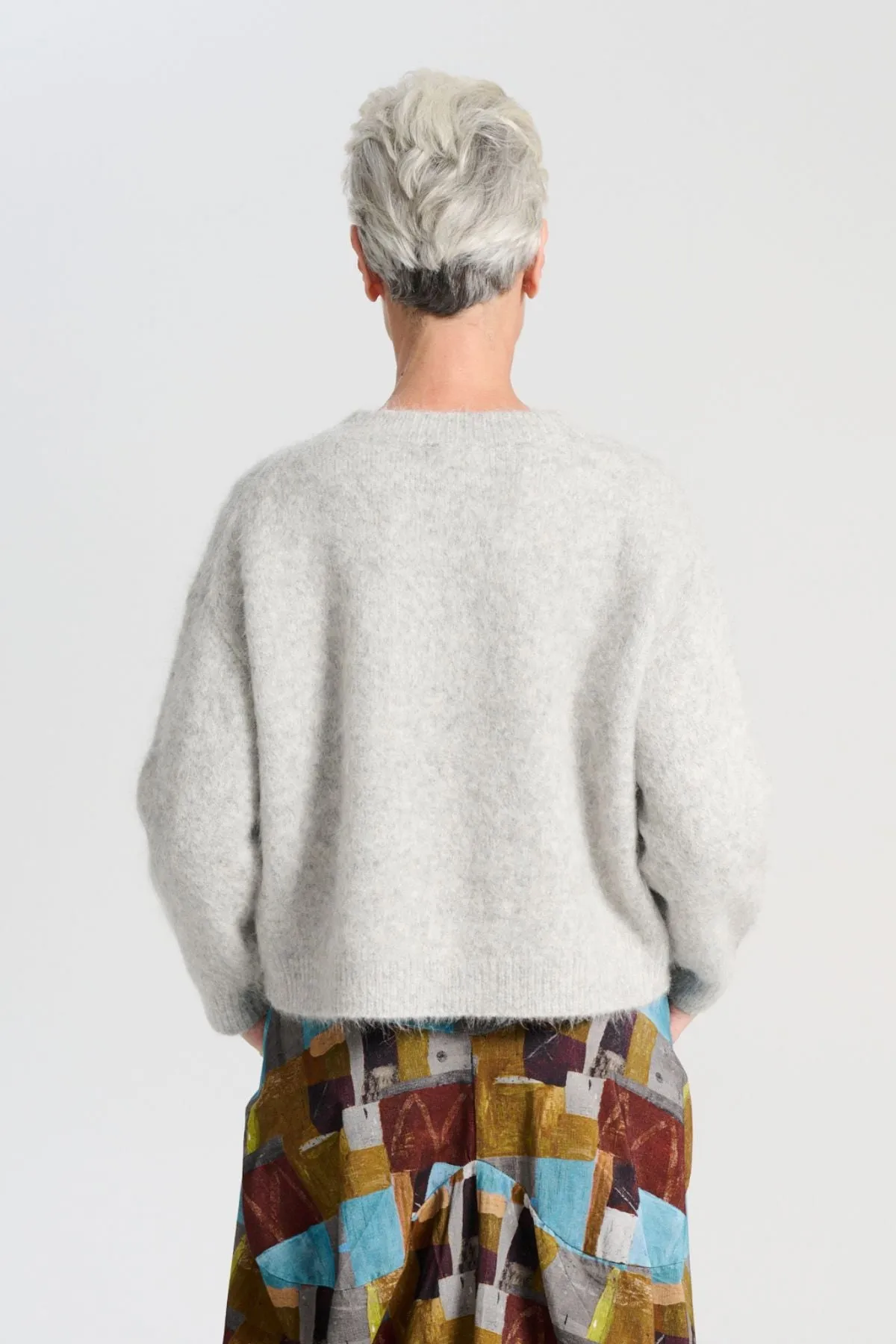 Aspen Knit Sweater Light Grey in Alpaca