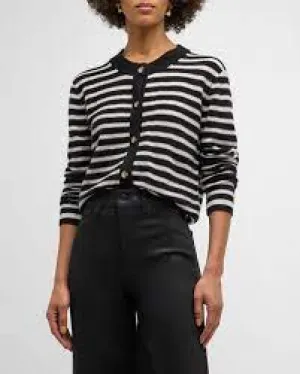 ATM Wool Cashmere Stripe Cropped Cardigan