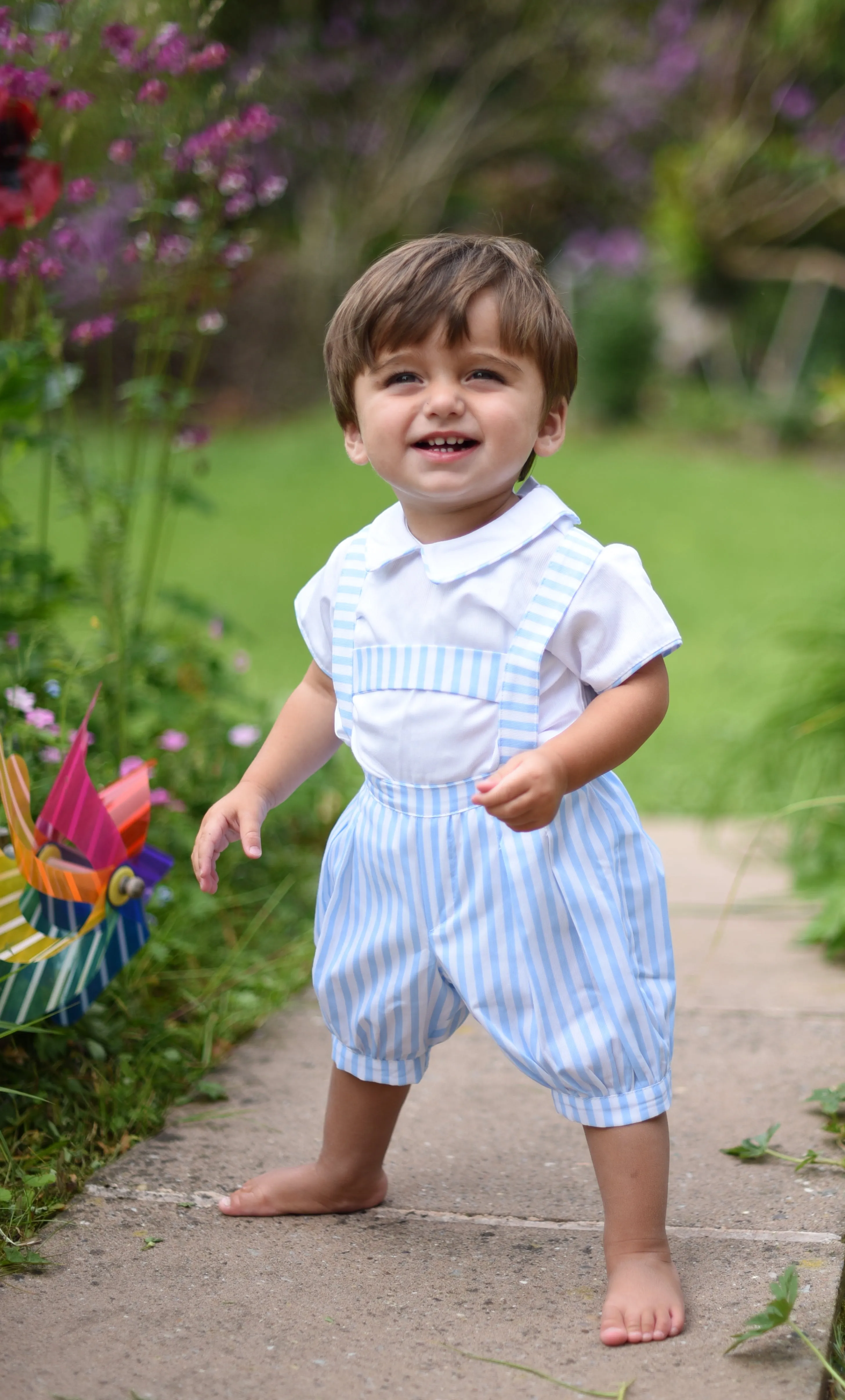 Baby Striped Blue Shirt and Shorts Set