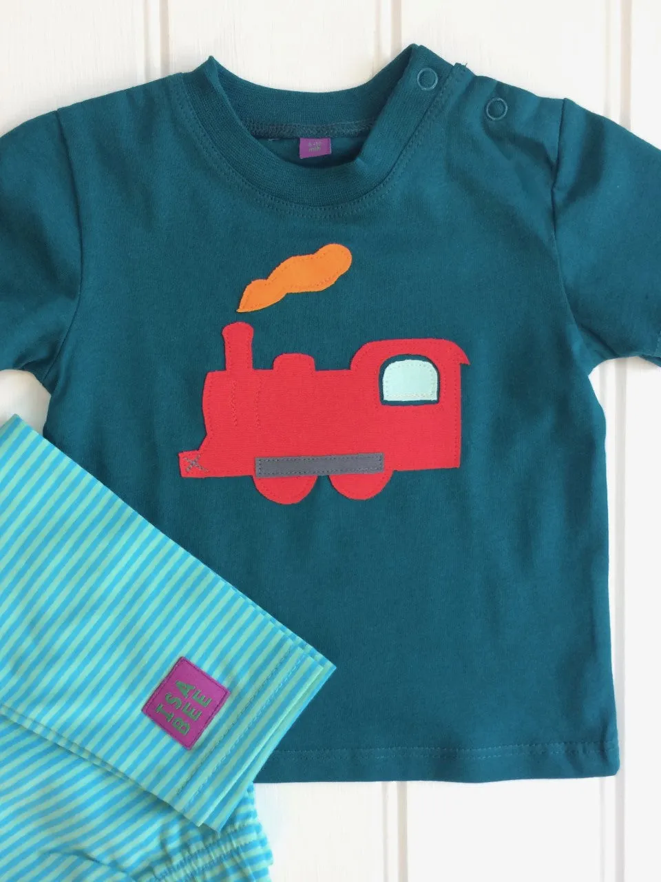 Baby Train T-shirt - Teal