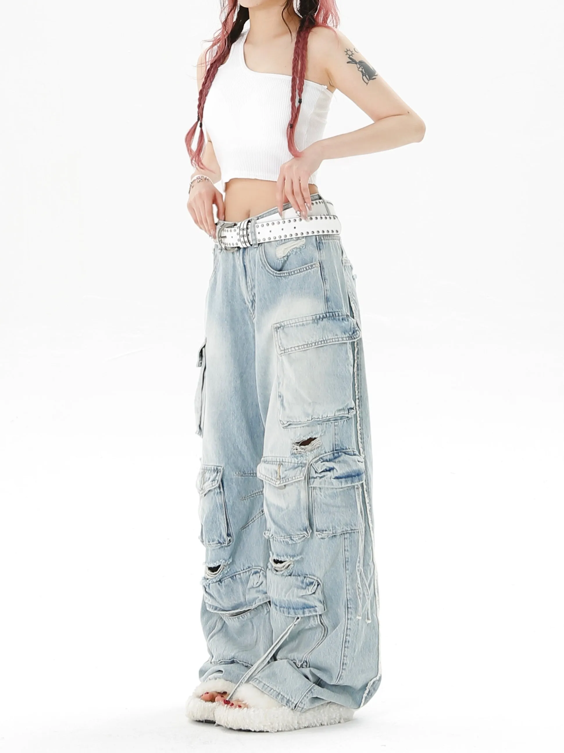 Baggy Ripped Cargo Jeans