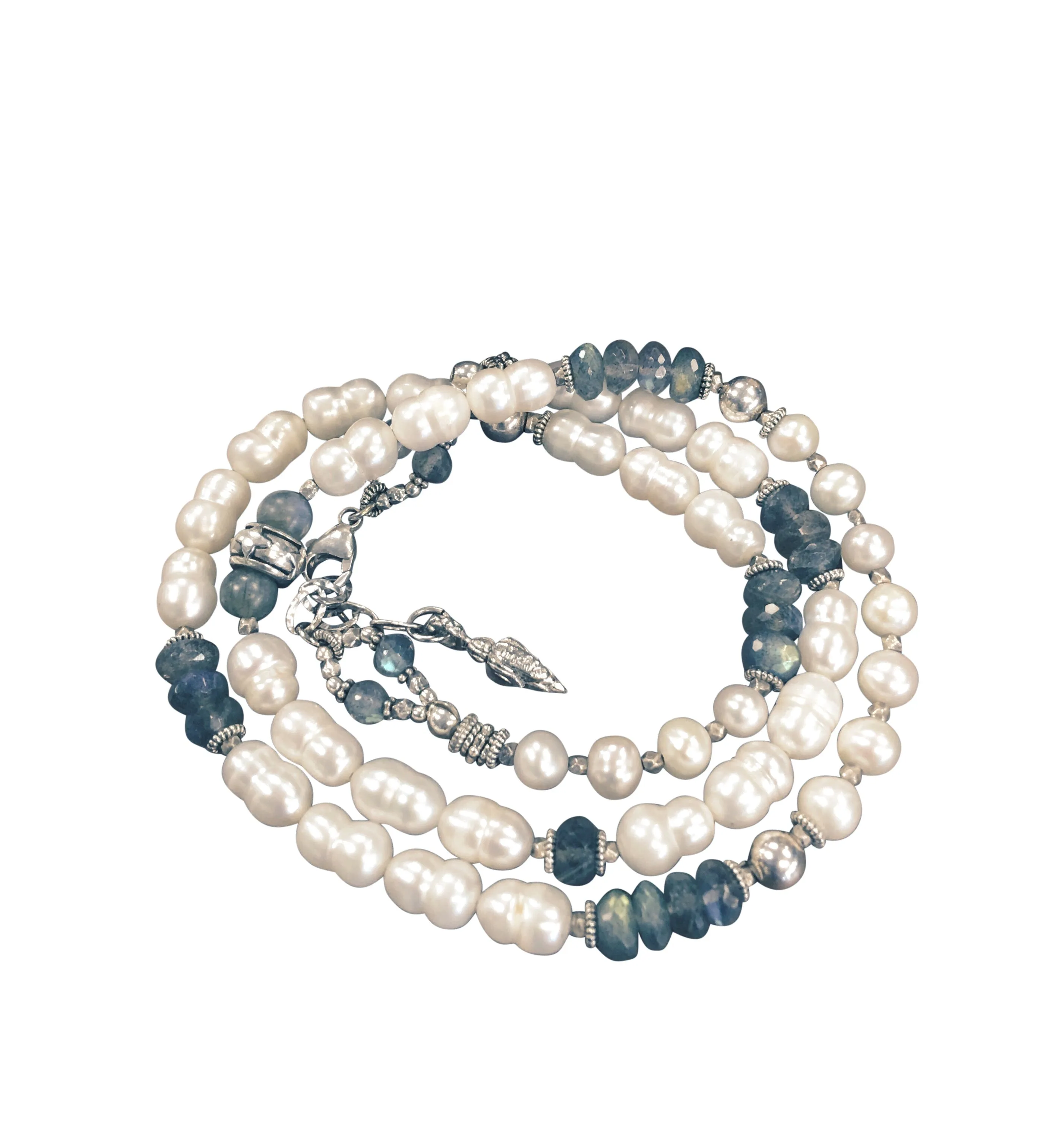 Baroque Pearl and Labradorite Wrap Bracelet
