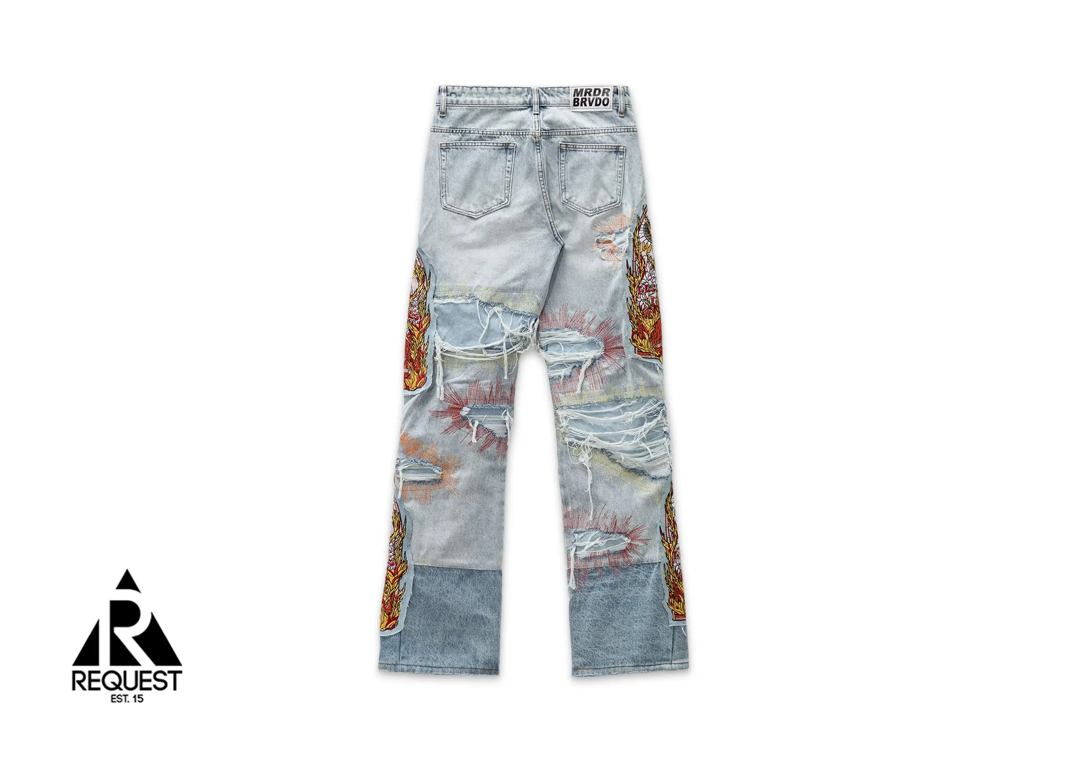 Barrage Graphic Embroidered Denim Jeans "Sky"