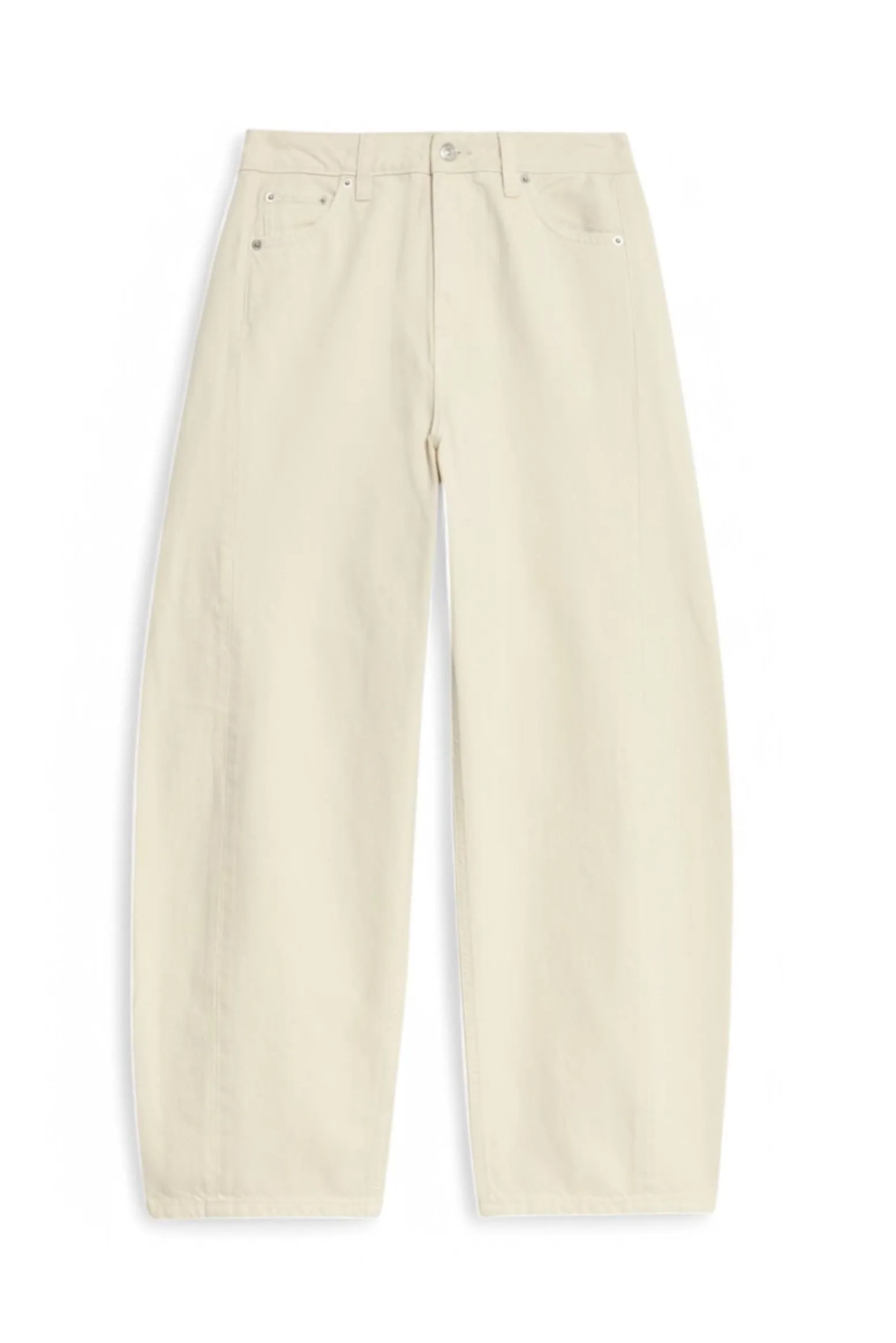 Beige Barrel Leg Stretch Jeans