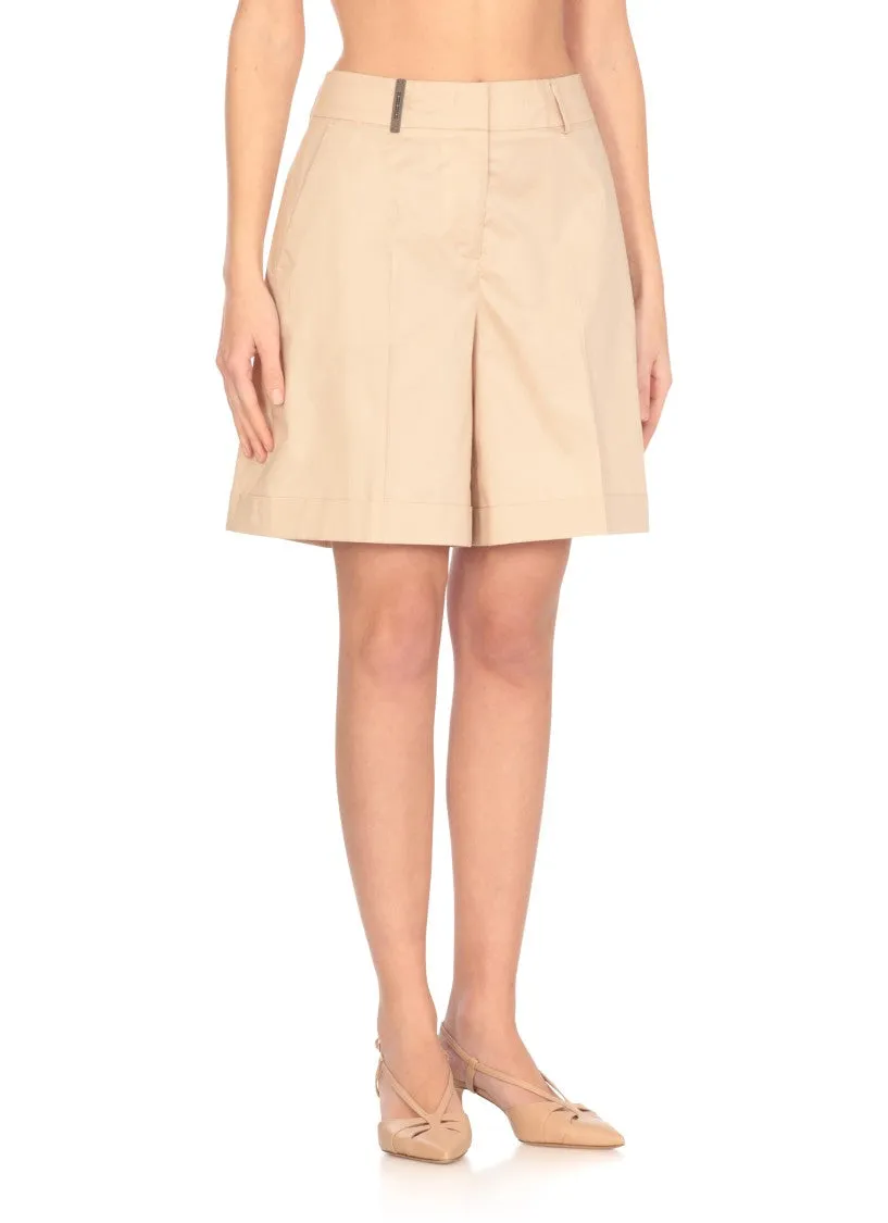 Beige Cotton Shorts