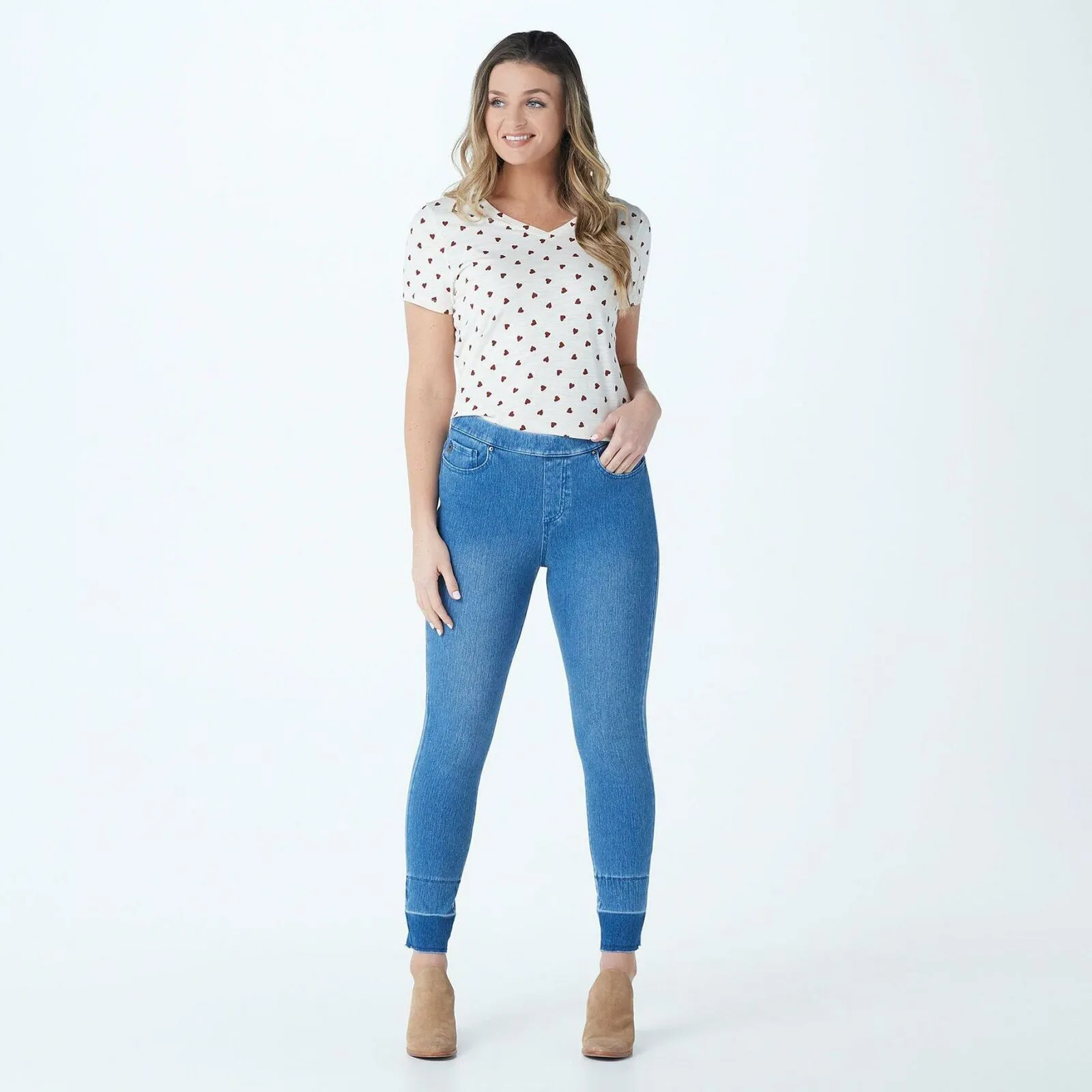 Belle by Kim Gravel Women's Plus Size Flexibelle Wide Release Hem Jeggings