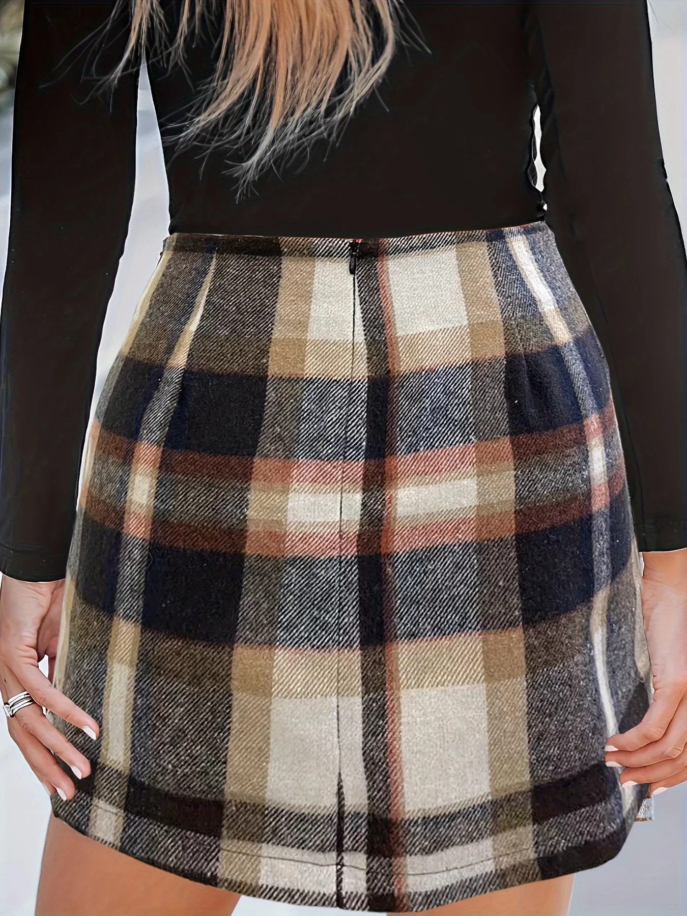 Black Checkered Mini Skirt