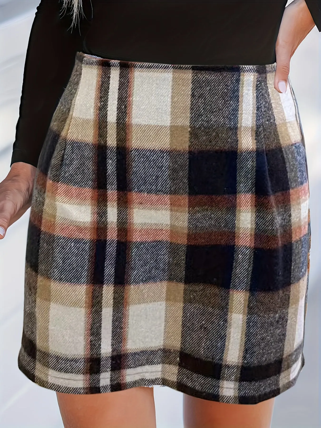 Black Checkered Mini Skirt
