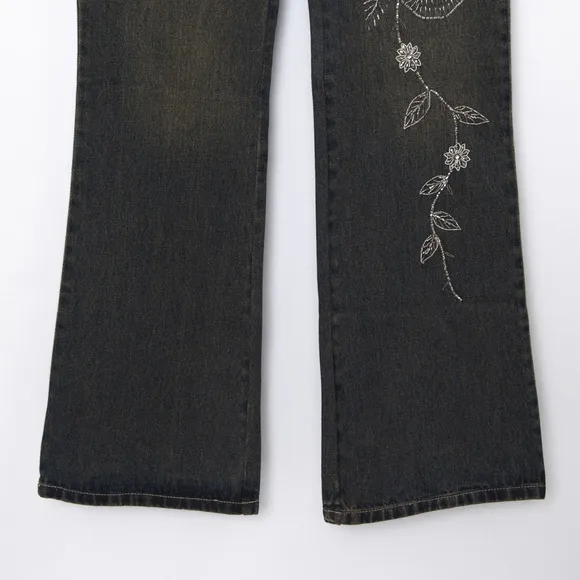 Black jeans flare leg embellished Chick by Nicky Hilton beaded skull goth vibe 5