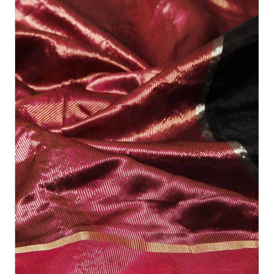Black Silk Floral Skirt Chanderi Saree