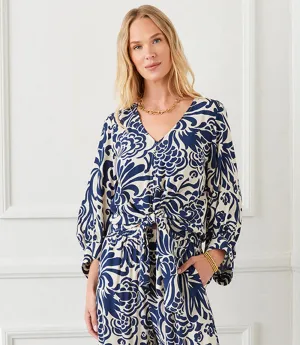 Blouson Sleeve Tie Front Top