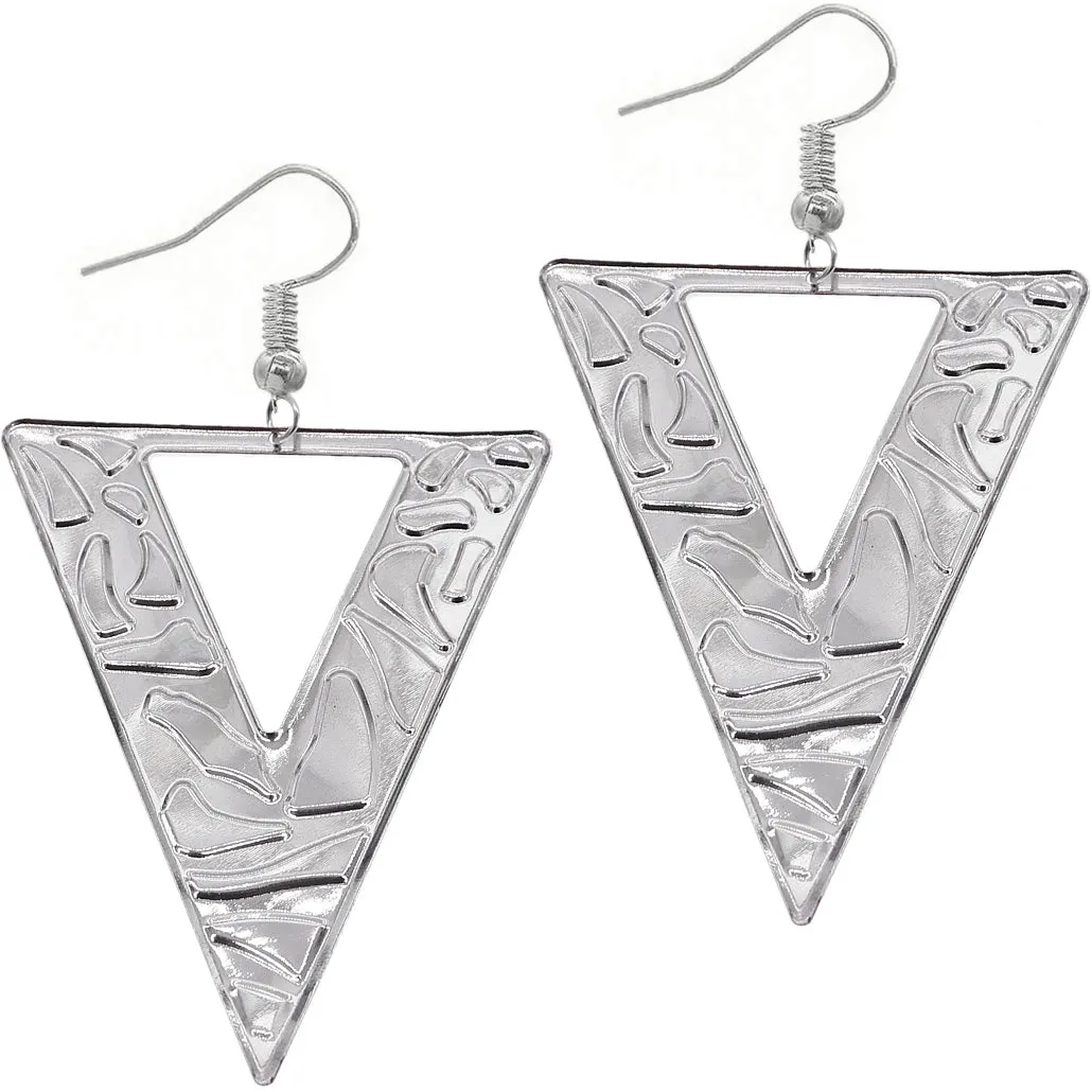 Blue Inverted Triangle Geometric Earrings