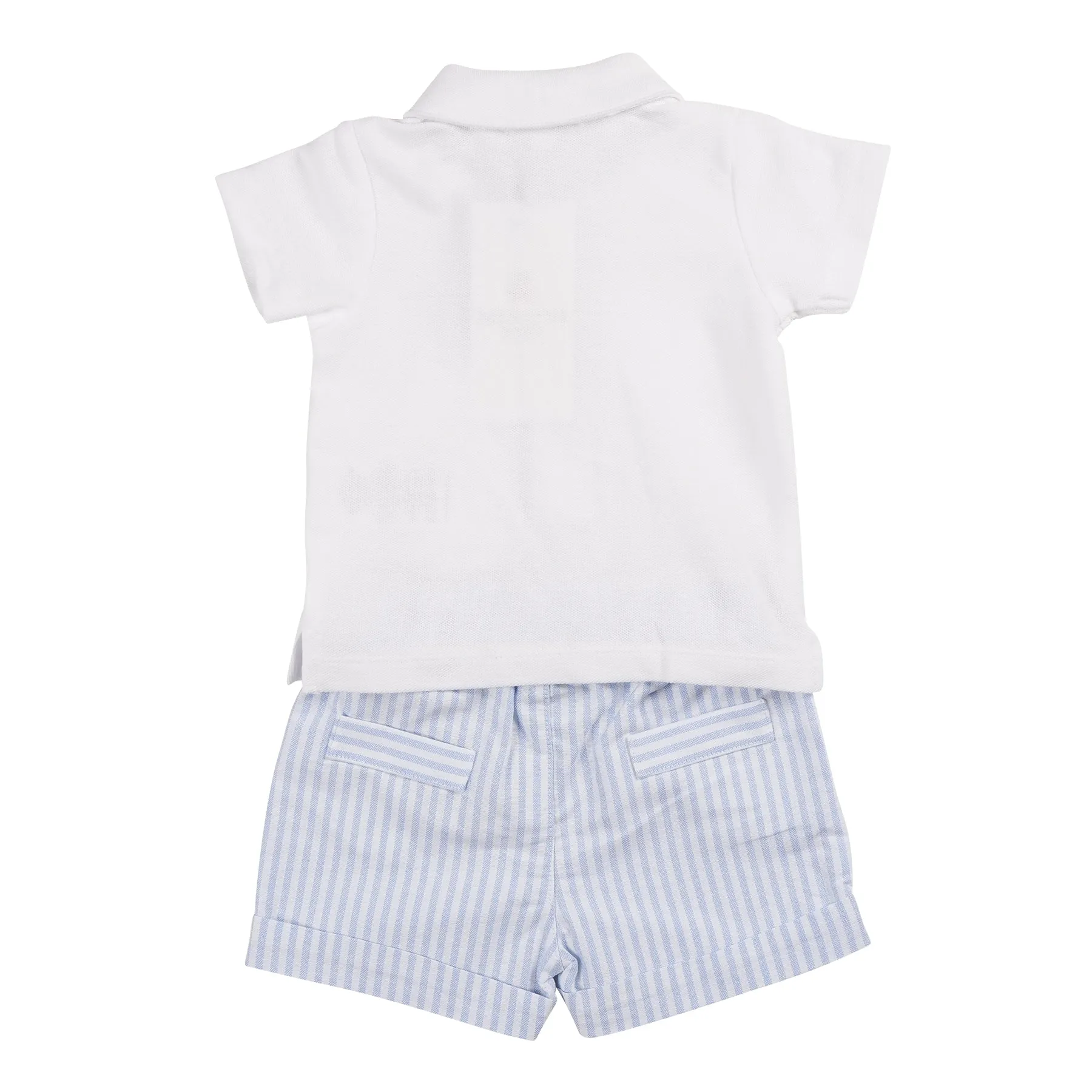 Blue Pinstripe Polo Top & Short Set
