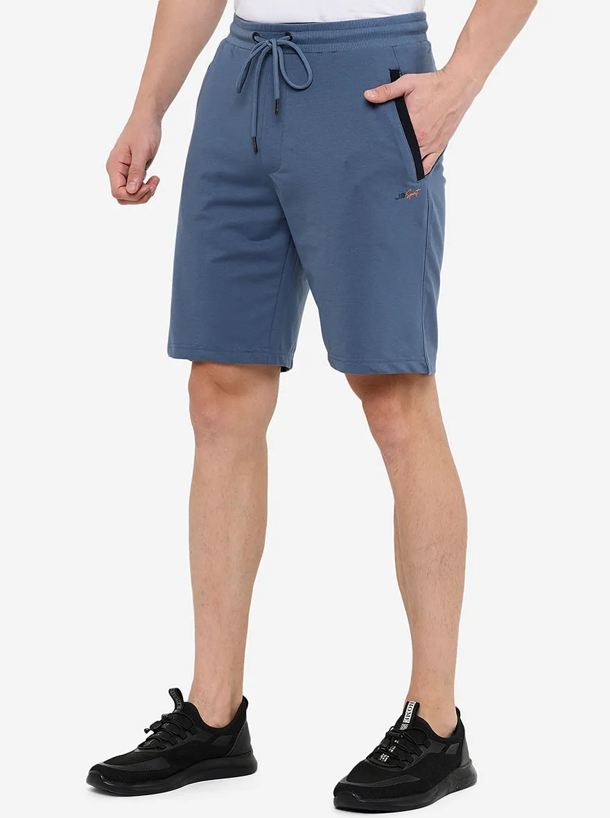Blue Solid Regular Fit Shorts | JadeBlue