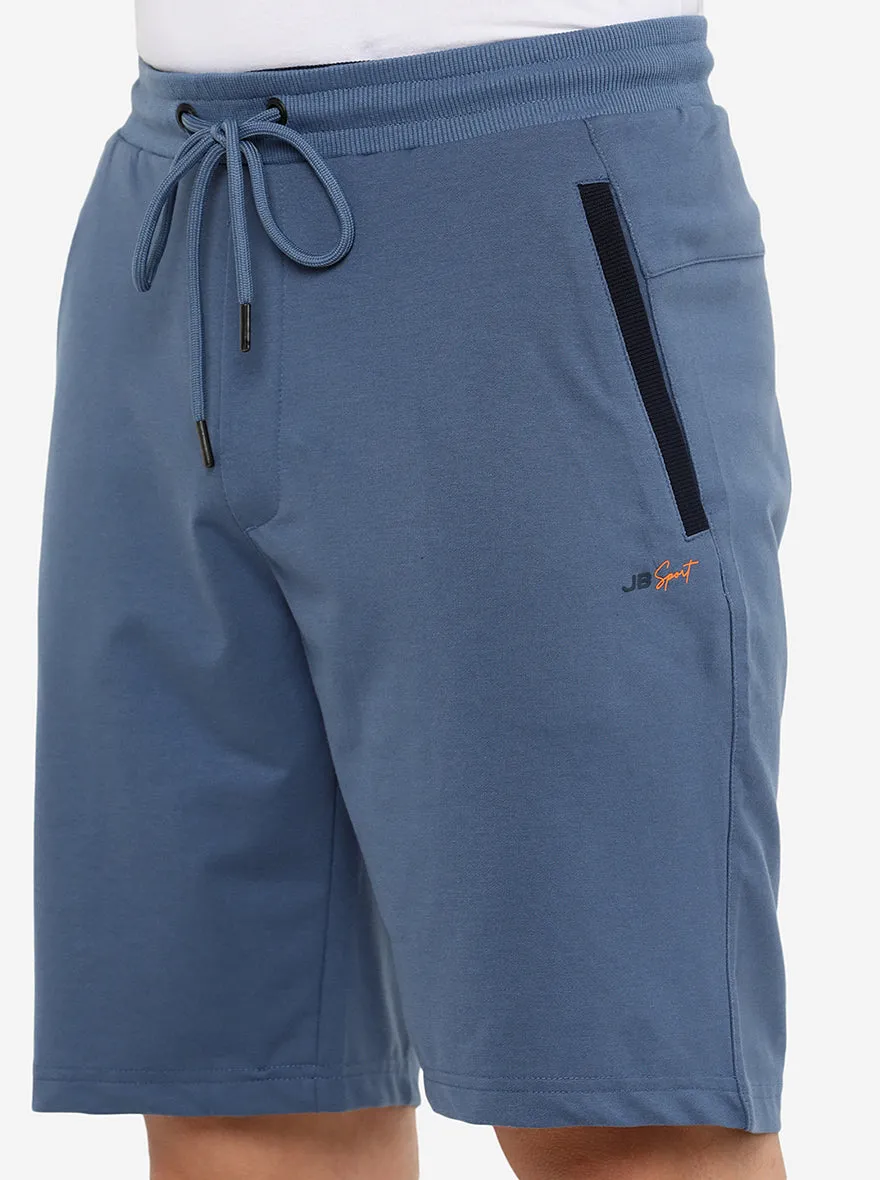 Blue Solid Regular Fit Shorts | JadeBlue
