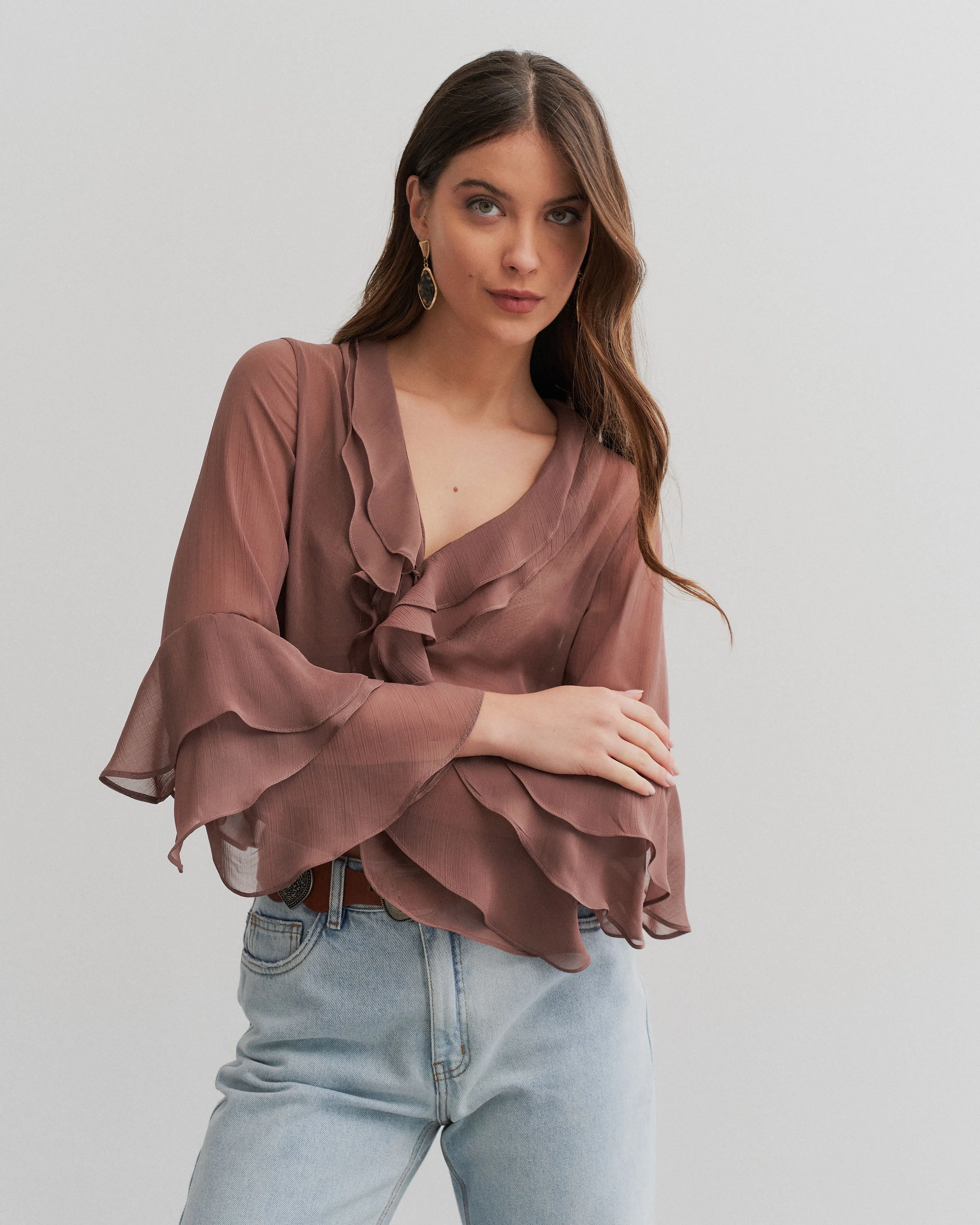Blusa Flora - Marrom