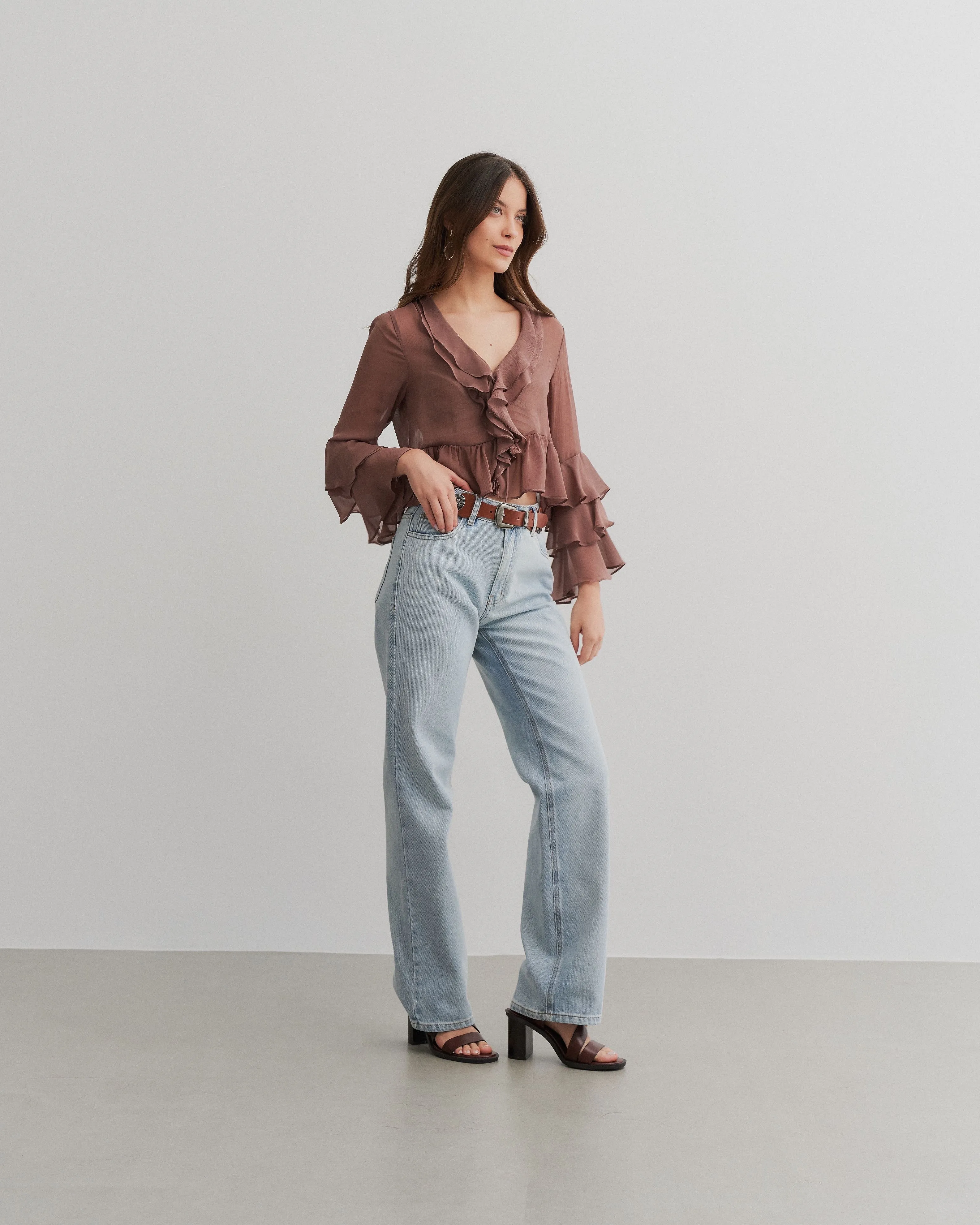 Blusa Flora - Marrom