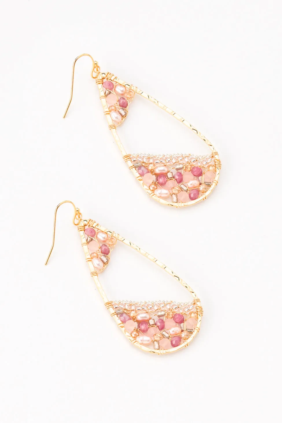 Blushing Pink Beaded Earrings
