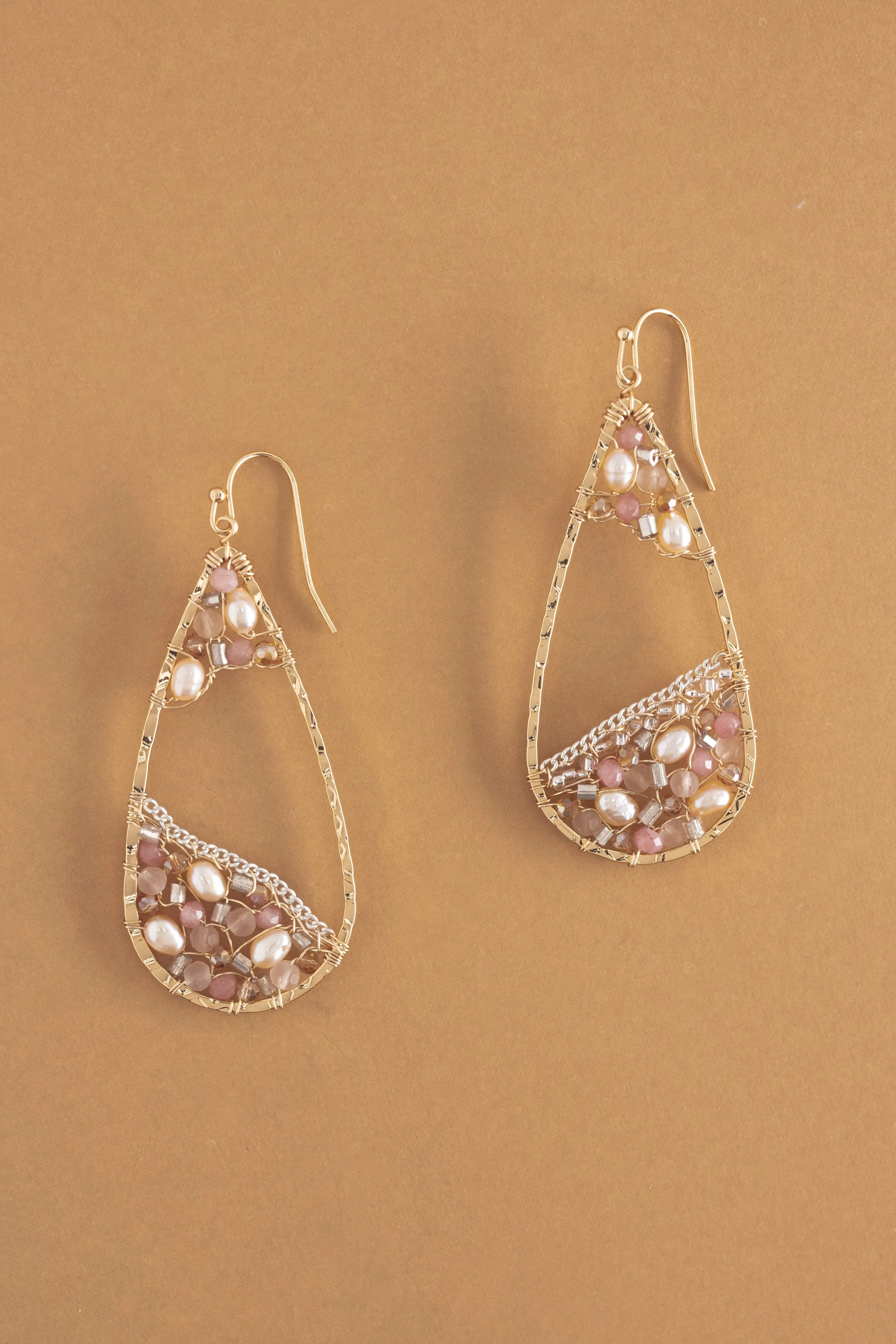 Blushing Pink Beaded Earrings