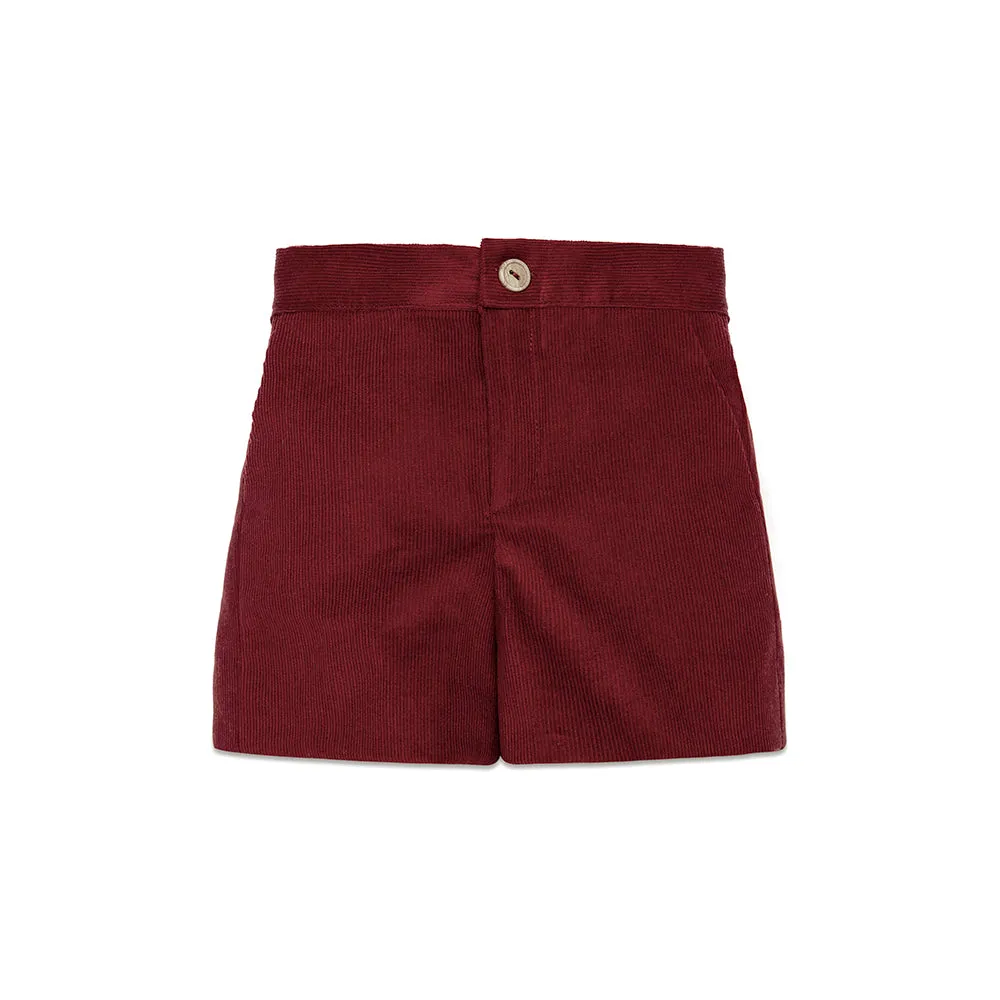 Boys Classic Burgundy Corduroy Shorts